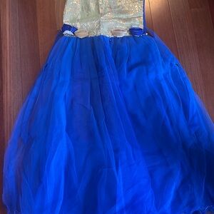 Elegant Blue and Gold Kids Dress